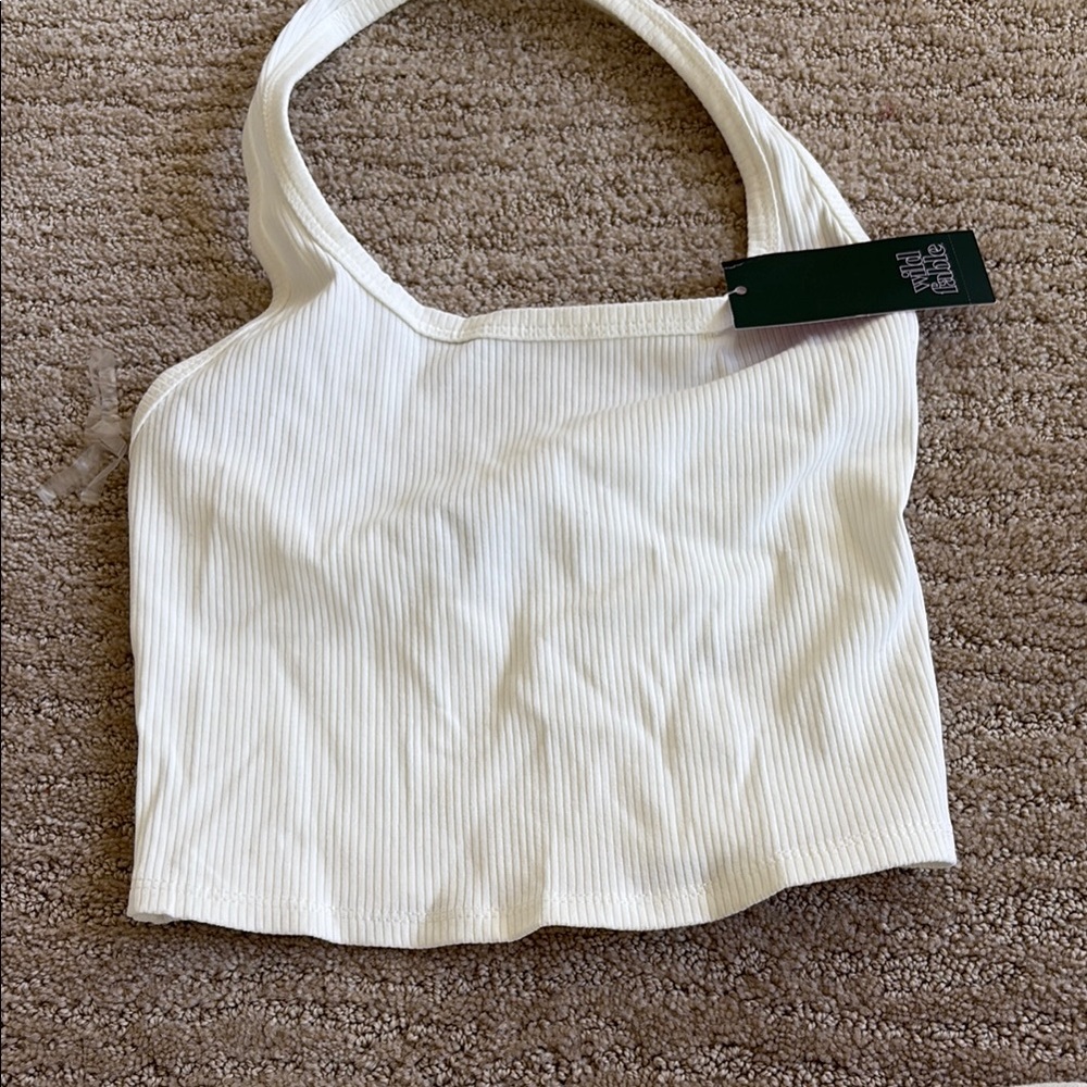 Wild Fable Cream Ribbed Tank Top